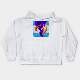 Orange Koi Fish with a Deep Purple Swirl Ocean- Happy Hong Kong Kids Hoodie